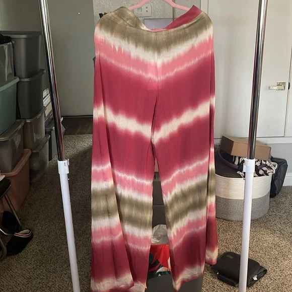 NWT ZARA TIE-DYE Wrinkle Design SZ L Wide Leg Pant with Front Drape Side Zip. - Picture 8 of 9